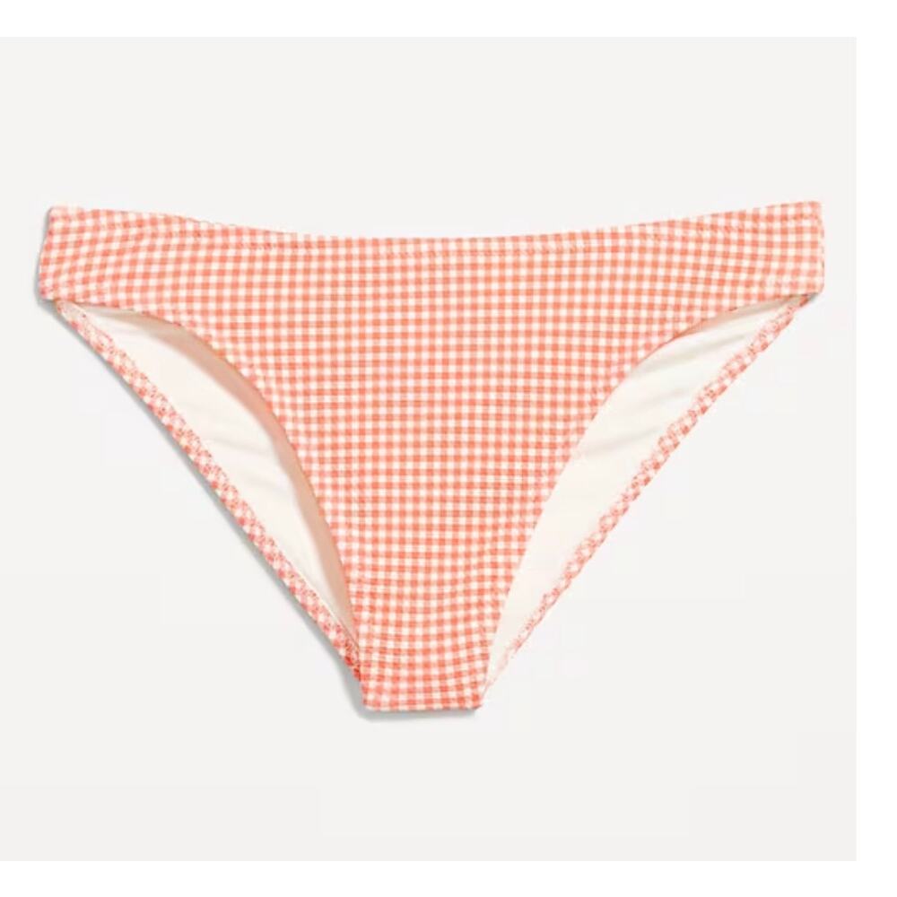 Old Navy Mid-Rise Textured Bikini Swim Bottoms Red Gingham size XXL NWT